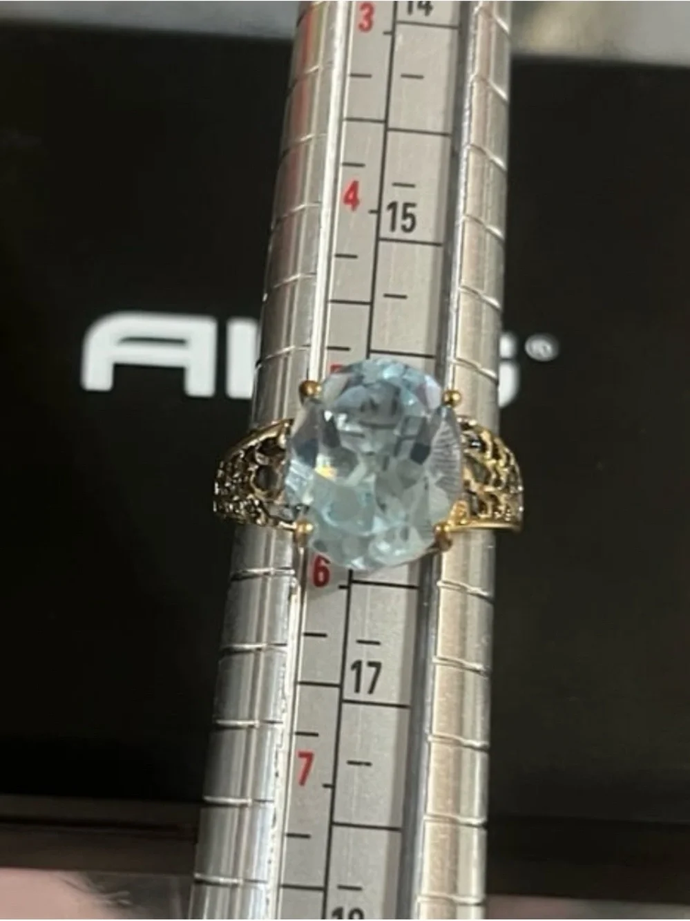 925 silver ring with lab created aquamarine size 5.5